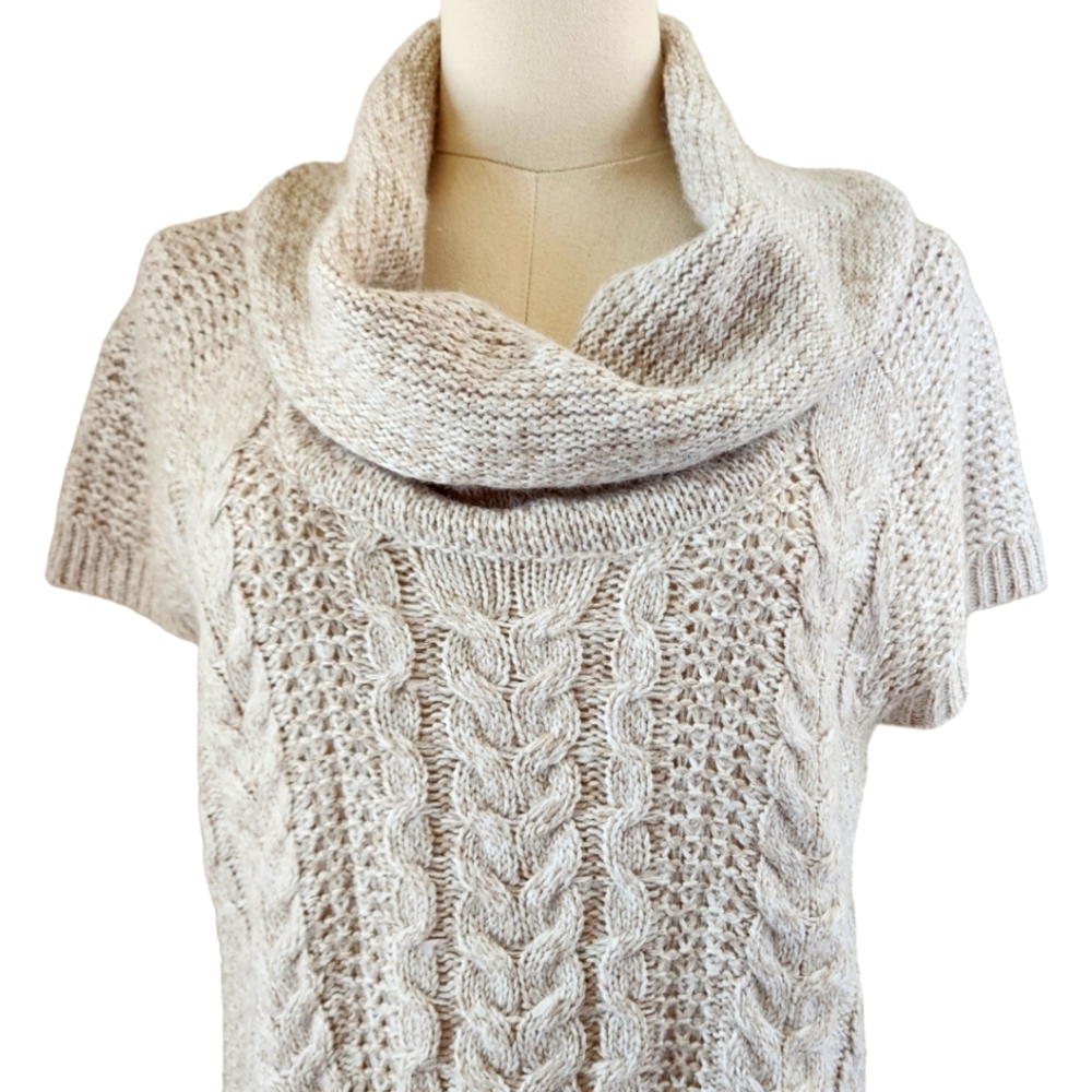 Worthington petite short sleeve knit cowl neck sweater size large
